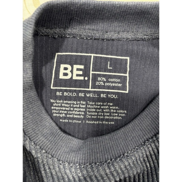 BE. Cool Mom Sweatshirt Large Gray Graphic Waffle Knit Pullover Cozy Casual - Picture 6 of 8